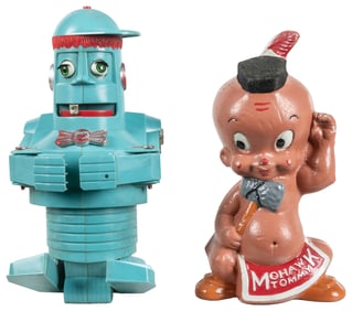 Eldon Yakkity Yob Robot Toy and Mohawk Tommy Bank. Includes...