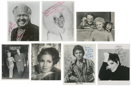 Group of 7 Hollywood and entertainer signed photographs. Gl...