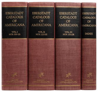 [BOOKS ABOUT BOOKS]. The Annotated Eberstadt Catalogs of Am...: [BOOKS ABOUT BOOKS]. The Annotated Eberstadt Catalogs of Americana in Four Volumes Including Index&#8230; New York: Argosy-Antiquarian Ltd., 1965. Thick 8vos. 4 volumes. Publisher&#8217;s full brick c