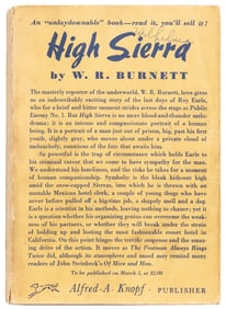 BURNETT, W. R. (1899-1982). High Sierra. New York: Alfred A...