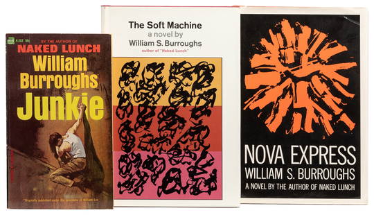 BURROUGHS, William S. (1914-1997). Pair of Hardcover First ...: BURROUGHS, William S. (1914-1997). Pair of Hardcover First Editions and a First Edition Thus Paperback Edition of Junkie. New York: Grove Press and Ace Books, Inc., [1964, 1966]. Hardcover 8vos, and 1