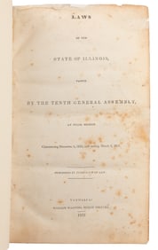 [CHICAGO]. Laws of the State of Illinois, Passed by the Ten...