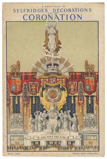 [CHILDREN’S AND ILLUSTRATED BOOKS]. [ROYALTY]. A Portfolio ...: [CHILDREN&#8217;S AND ILLUSTRATED BOOKS]. [ROYALTY]. A Portfolio of Selfridge&#8217;s Decorations for the Coronation. [London: Selfridge & Co., May 1937]. Folio. Illustrated in color and in sepia, wit