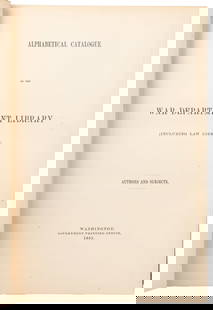 [HOLABIRD, General Samuel B. (1826-1907), his copy]. [FITZG...: [HOLABIRD, General Samuel B. (1826-1907), his copy]. [FITZGERALD, David, Librarian of the War Department and contributor]. Alphabetical Catalogue of the War Department Library (Including Law Library).