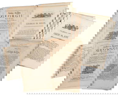 [KING GEORGE III (1738-1820), association]. Group of Nearly...: [KING GEORGE III (1738-1820), association]. Group of Nearly 20 Parliamentary Acts, Mostly Related to the East India Company, or Importation of Goods to Canada, or Dealings with the United States. [Eng