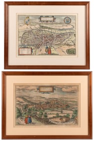 [MAPS]. Pair of Hand-Colored Maps, including: BRAUN, Georg ...