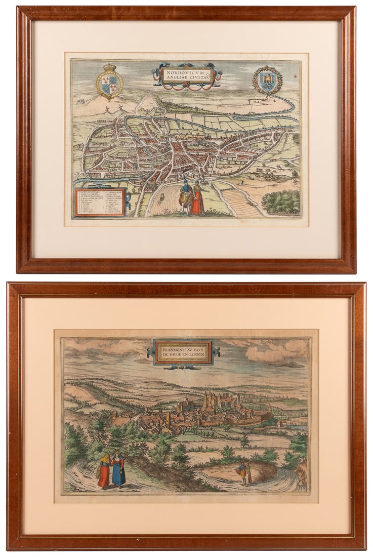 [MAPS]. Pair of Hand-Colored Maps, including: BRAUN, Georg ... (1 of 3)
