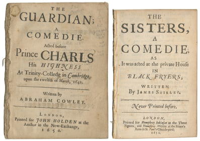 [THEATER]. Pair of 17th Century Caroline-Era Stage Comedies...