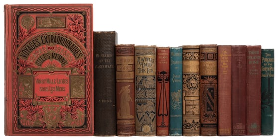 VERNE, Jules (1828-1905). Group of 12 Early Reprints. [V.p....
