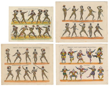 [HAND-COLORED PLATES]. Group of 4 Hand-Colored Plates of Cl...