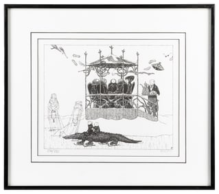 GOREY, Edward (1925-2000). “Skating Alligator” Signed Print...
