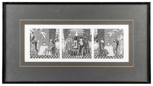 GOREY, Edward (1925-2000). “Tearoom Tryptich” Signed Print....