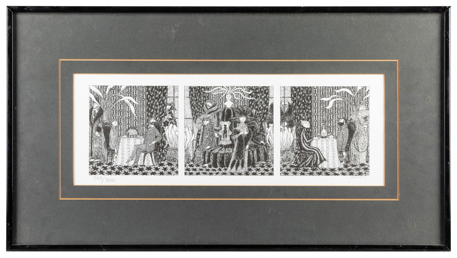 GOREY, Edward (1925-2000). “Tearoom Tryptich” Signed Print.... (1 of 1)