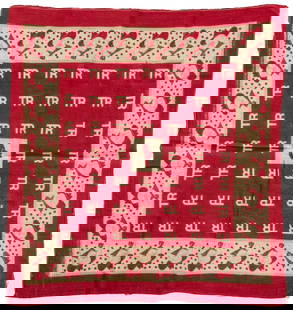 [ROOSEVELT, Theodore (1858-1919), subject]. [LOFTUS, W. A.]...: [ROOSEVELT, Theodore (1858-1919), subject]. [LOFTUS, W. A.] Election Souvenir Bandana with Border of Caricatures of Roosevelt, and with Numerous &#8220;TR&#8221; Initials. New York, Chicago, and San F