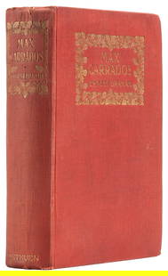BRAMAH, Ernest (1868-1942). Max Carrados. London: Methuen &...: BRAMAH, Ernest (1868-1942).&#160;Max&#160;Carrados. London: Methuen & Co., Ltd., [1914]. 8vo. [vi], [1]-296, [8, ads], [31, ads] pp. Publisher's full red cloth, front board and spine stamped in gilt (