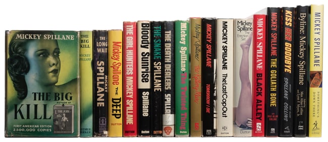SPILLANE, Mickey (1918-2006). Group of 18 First Editions. [V.p., ca. 1950s-2000s].