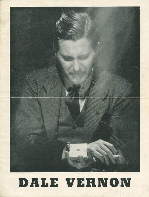 Vernon, Dai. Dale Vernon advertising brochure.: Vernon, Dai. Dale Vernon advertising brochure. Bi-fold brochure bearing the famous Phyfe photo of Vernon, used in his days as a New York society entertainer. 4to. One horizontal fold, otherwise good.