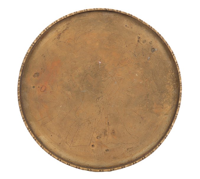 Cardini’s billiard ball tray. Circular brass tray with: Cardini’s billiard ball tray. Circular brass tray with scalloped edge and engraved Asian design, used in Cardini’s act to catch the billiard balls after his manipulation sequence. 10” in diamete