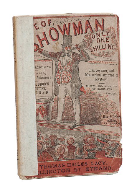 Miller. The Life of a Showman. Signed by Hoffmann.: Miller, David Prince. The Life of a Showman. London: Thomas Hailes Lacy, [1853]. Colored pictorial wraps. 8vo. Crudely rebacked with cloth tape, wraps chipped, otherwise very good. Signed on the title