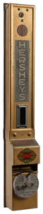 Advance Machine 1 Cent Hershey’s Vending Machine. Wall-moun...: Advance Machine 1 Cent Hershey&#8217;s Vending Machine. Wall-mounted gilt painted vendor with front knob patented &#8220;Aug 8-16/July 6-20.&#8221; Original paint and decals. Height 24 &#190;&#8221;.