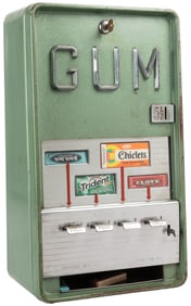 Superior Mfg. Five Cent Gum Vending Machine. [Evanston], ca...