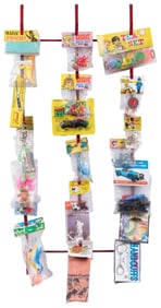 Lot of Sealed Vintage Prize Toys and Novelties on a Display...