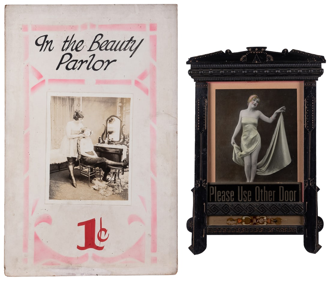 Two Coin Op Viewer Marquees. One unframed on cardboard “In ... (1 of 3)