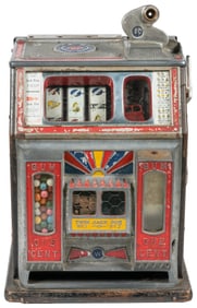 Watling 1 Cent “Blue Seal” Twin Jackpot Gumball Vendor Slot...