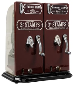 Schermack Double Coin-Operated Stamps Vending Machine. Meta...