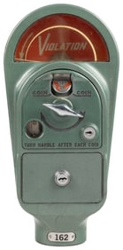 Rhodes Coin-Operated Parking Meter. Dark green with glass c...
