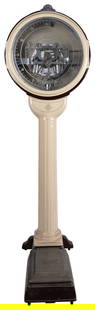 Watling Coin-Operated Lollipop Scale. Chicago: Watling Mfg....: Watling Coin-Operated Lollipop Scale. Chicago: Watling Mfg. Co., ca. 1915. Lollipop-form floor scale with silver reverse-glass panel asking “How Much Do You Weigh? No Springs” and with a k
