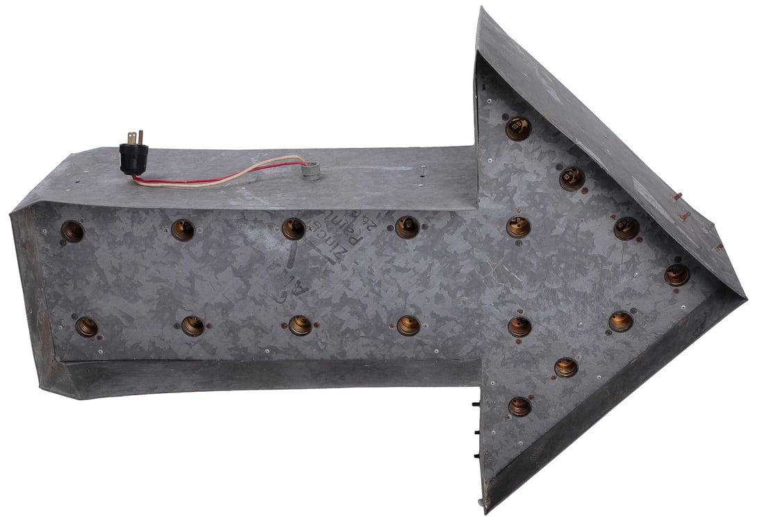 Electric Arrow Sign. Circa mid-20th century. Gray sheet met... (1 of 1)