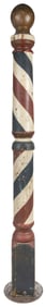 Standing Barber Pole. Circa early 20th century. Painted woo...