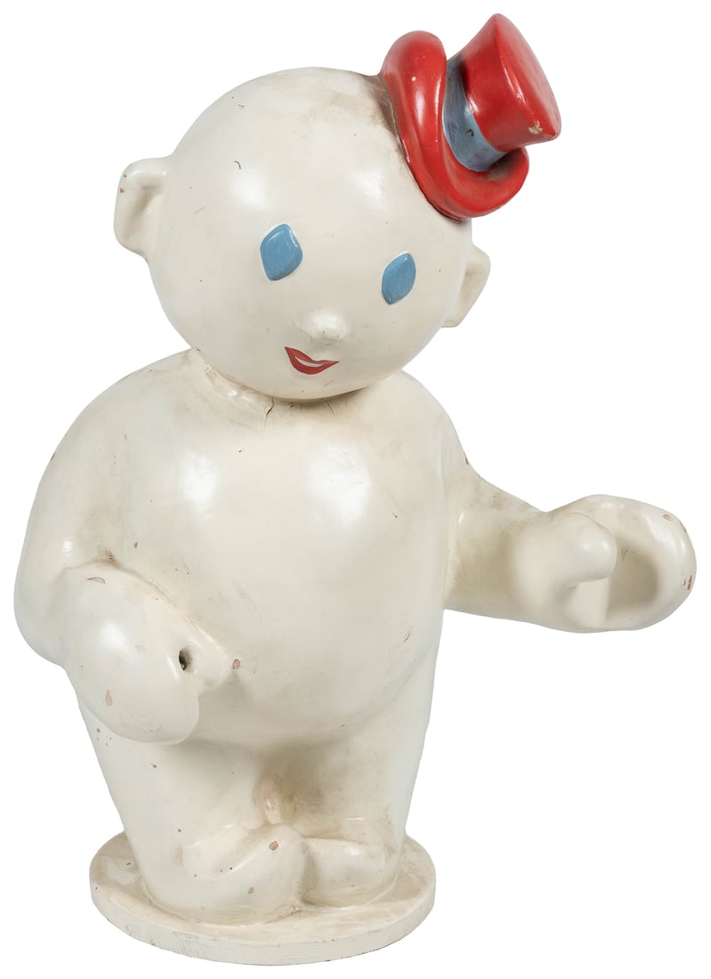 Snowman Advertising Figure. Circa 1950s. Painted plaster/co... (1 of 2)
