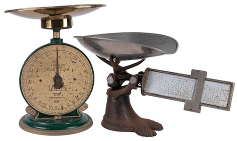 Two Antique Countertop Scales. Including: Salter’s Improved...