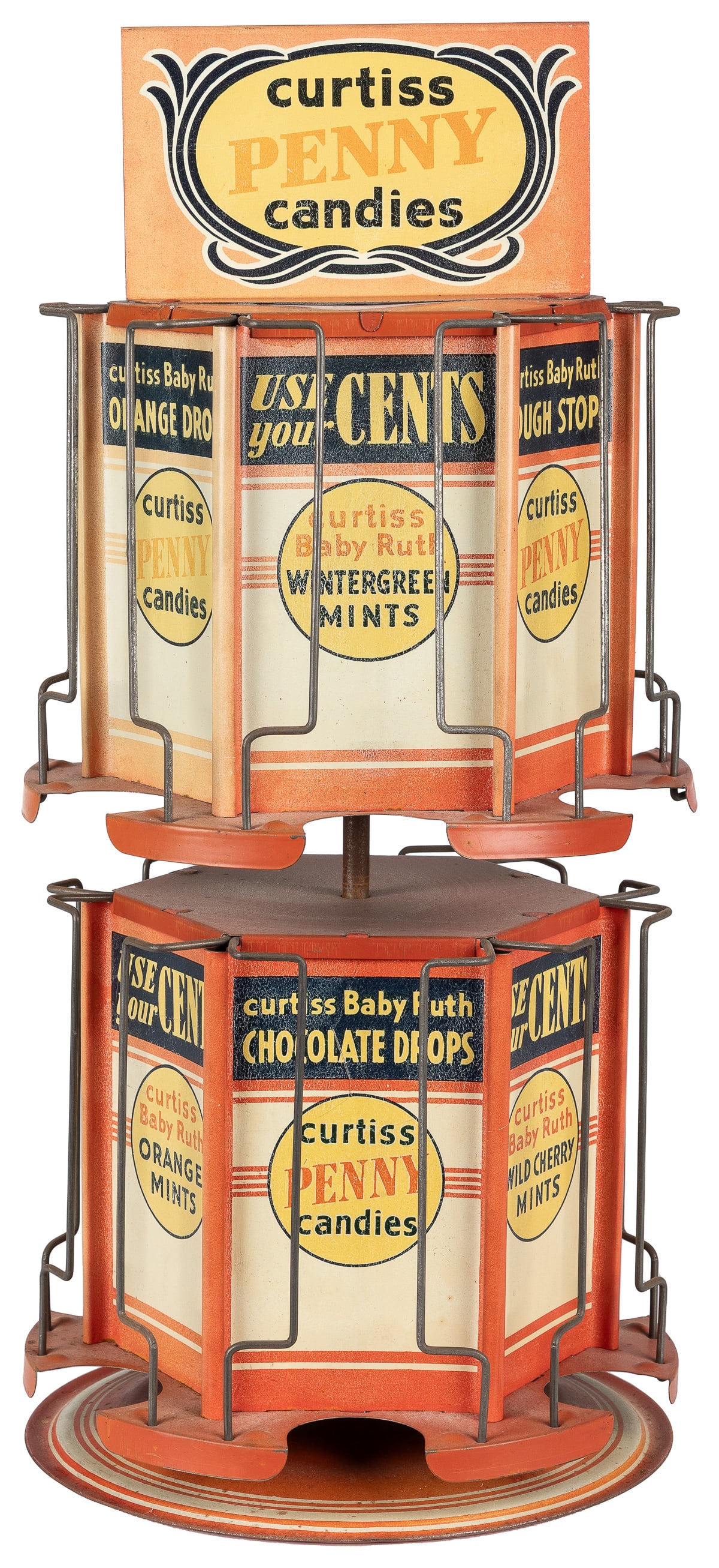 Curtiss Penny Candies Display Rack. Two-tier swiveling tin ... (1 of 1)