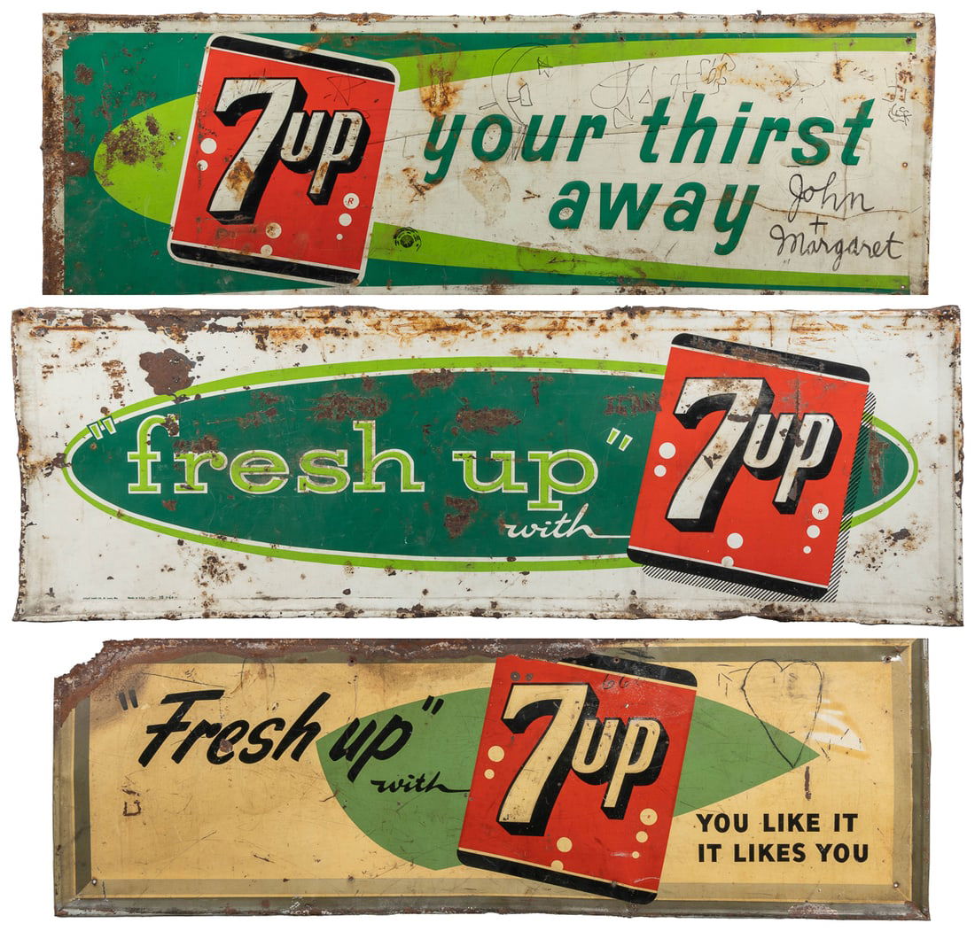 Three Metal Horizontal 7 Up Signs. Including two large sign... (1 of 4)