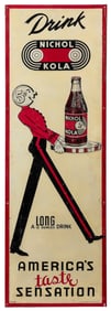 Nichol Kola Tin Sign. Single-sided tin vertical sign with e...