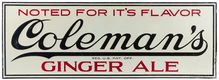 Coleman’s Ginger Ale “Noted for It’s [sic] Flavor” Embossed...