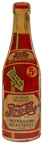 Pepsi-Cola Die-Cut “Double-Dot” Tin Sign. [New Bern, NC: Pe...