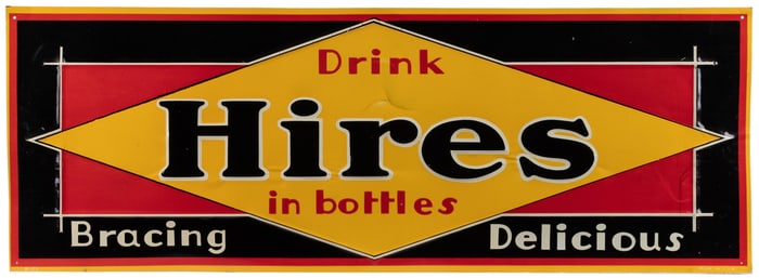 “Drink Hires in Bottles / Bracing Delicious” Embossed Tin S...
