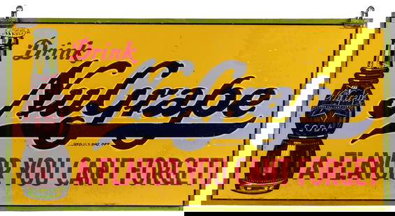 “Drink NuGrape / A Flavor You Cant [sic] Forget” Embossed T...: &#8220;Drink NuGrape / A Flavor You Cant [sic] Forget&#8221; Embossed Tin Sign. Springfield, O: Robertson Steel & Iron Co., ca. mid-20th century. Single sided embossed tin sign with hanging clips. 11