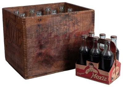 Original Moxie Cardboard Six-Pack Carrier with Sealed Bottl...