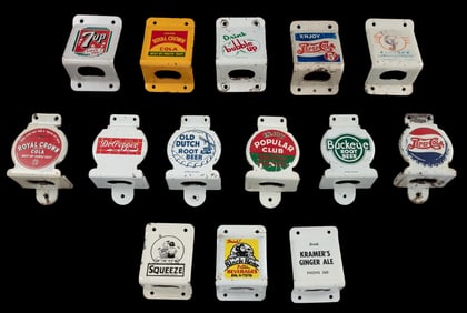Group of 14 Porcelain Wall Mount Soda Bottle Openers. 20th ...