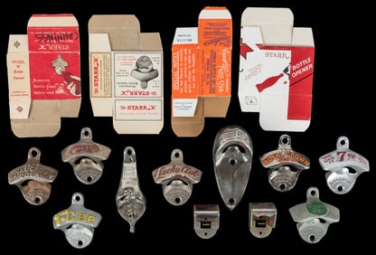 Group of 20 Metal Wall Mount Bottle Openers. 20th century. ...
