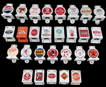 Group of 27 Porcelain Wall Mount Soda Bottle Openers. 20th ...