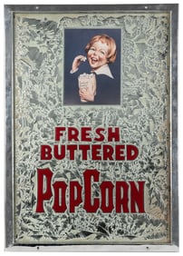Cretor’s Quality Popcorn Advertising Sign. Reverse painted ...