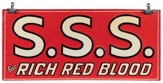 S.S.S. “for Rich Red Blood” Embossed Tin Sign. Single sided...