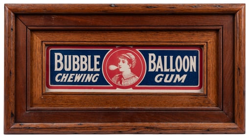 Bubble Balloon Chewing Gum Sign. Lithograph horizontal pape...