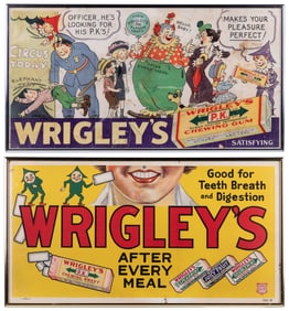 Pair of Wrigley’s Gum Trolley Card Signs. Circa 1930s/1940s...